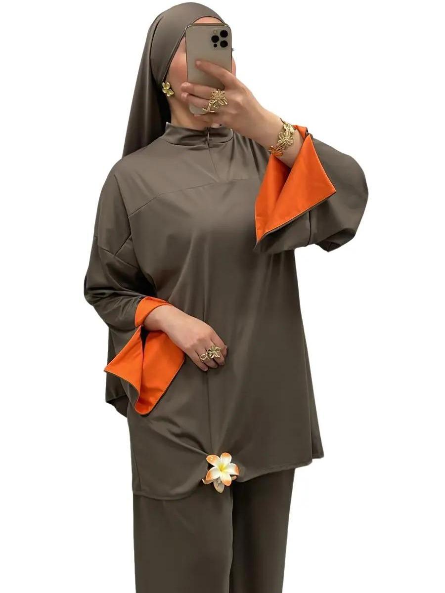 Burkini bi-color col montant zippé – Élégance & confort