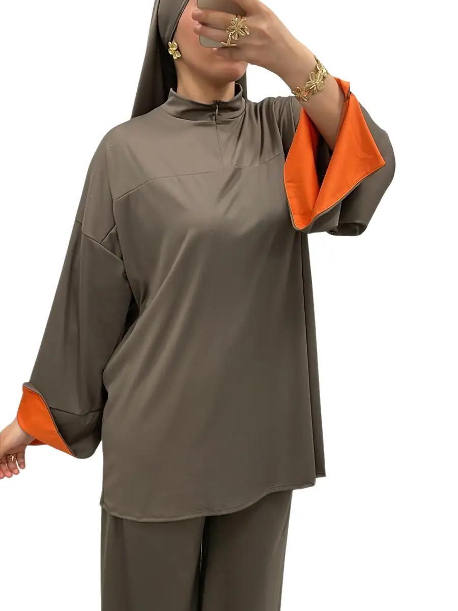 Burkini bi-color col montant zippé – Élégance & confort 3