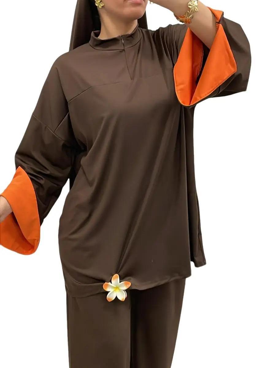 Burkini bi-color col montant zippé – Élégance & confort 2