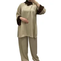 Ensemble bi-color Beige/Marron à manches revers - Chic & tendance 3