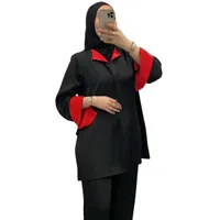 Ensemble bi-color Noir/Rouge à manches revers - Chic & tendance 1