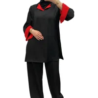 Ensemble bi-color Noir/Rouge à manches revers - Chic & tendance 2