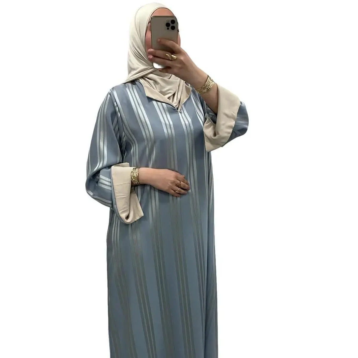 Robe longue à motifs délicats Bleu – Style intemporel