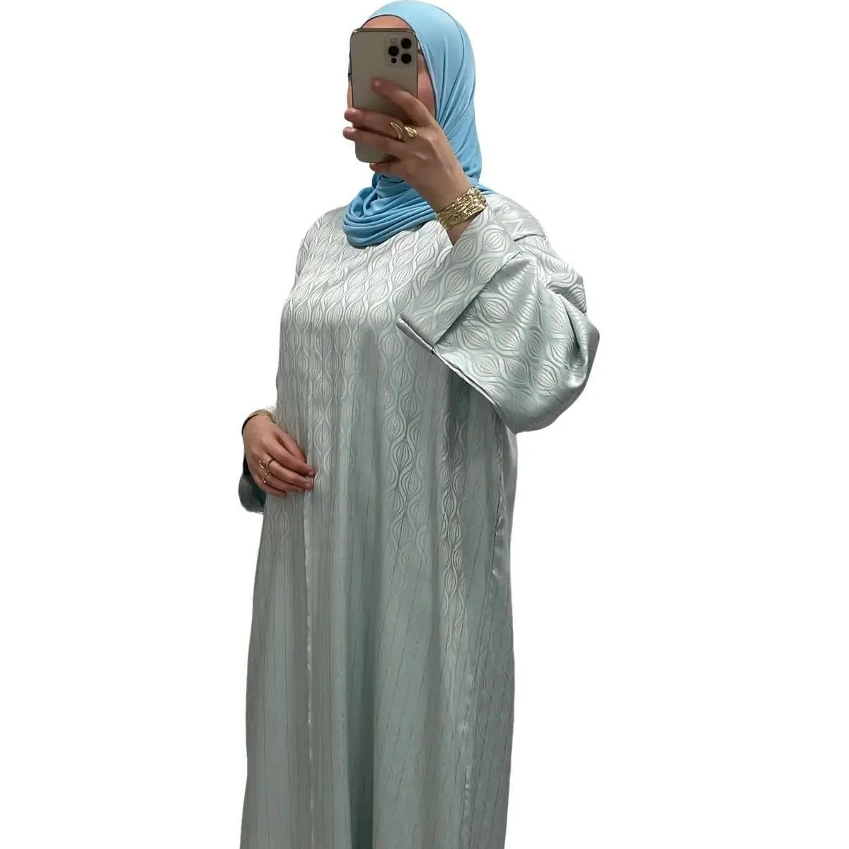 Robe longue à motifs délicats Bleu ciel – Style intemporel
