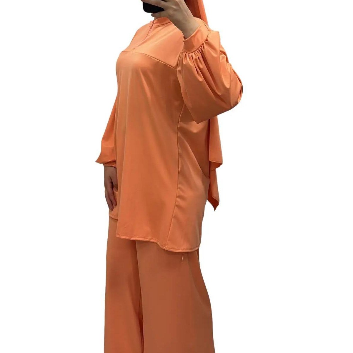 Burkini col montant zippé Orange – Élégance & confort 4