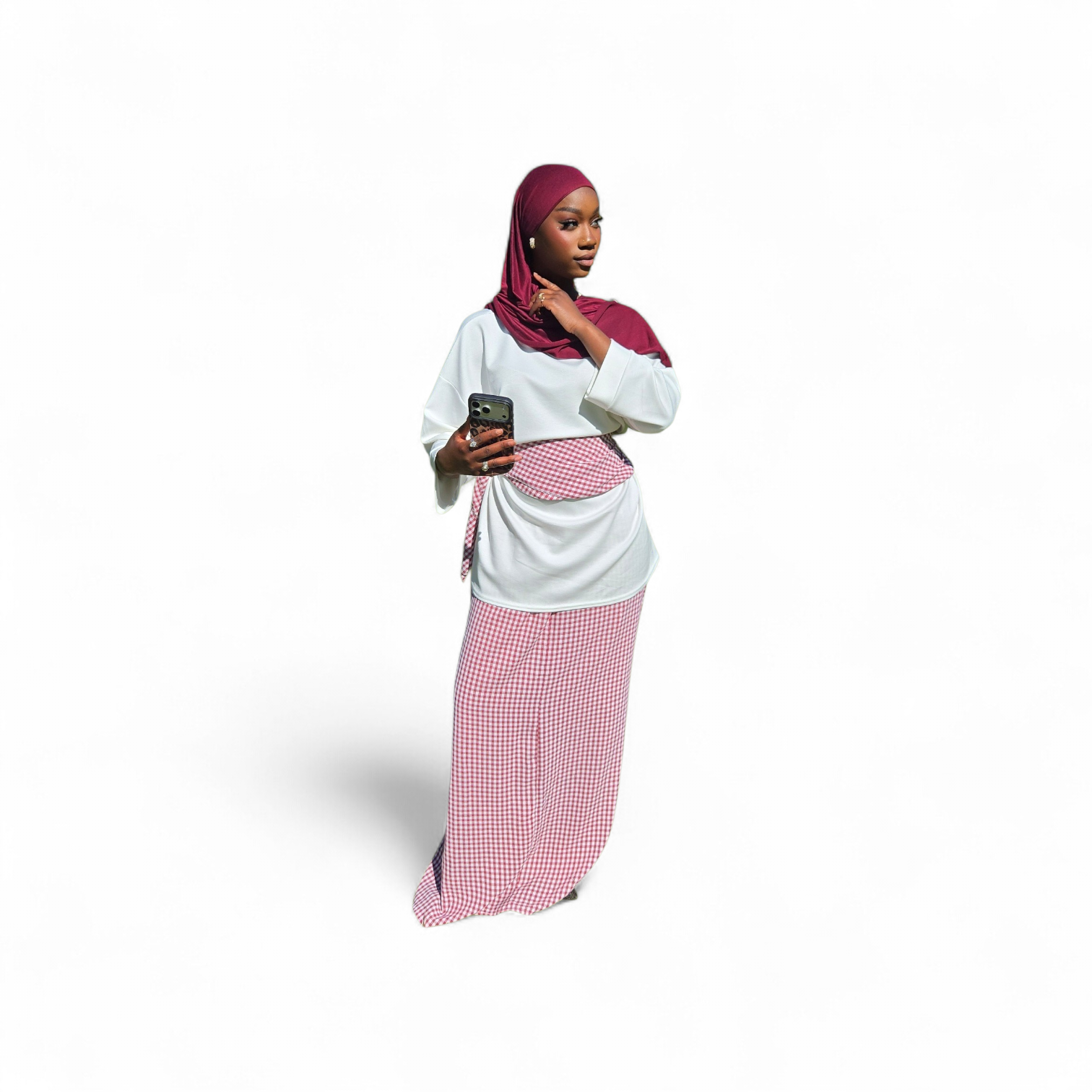 Jupe carreaux+foulard