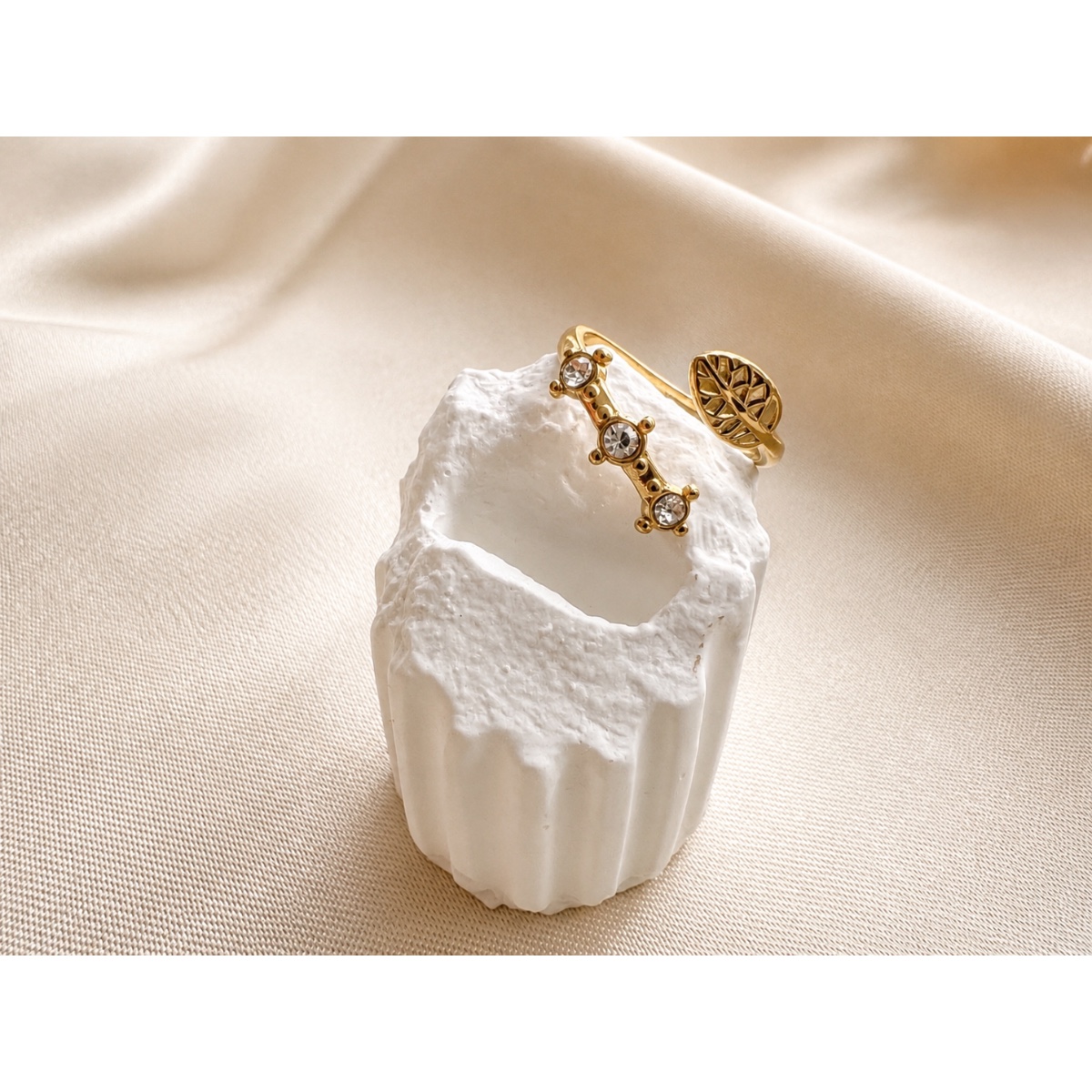 Aïcha – Bague Feuille & Cristaux