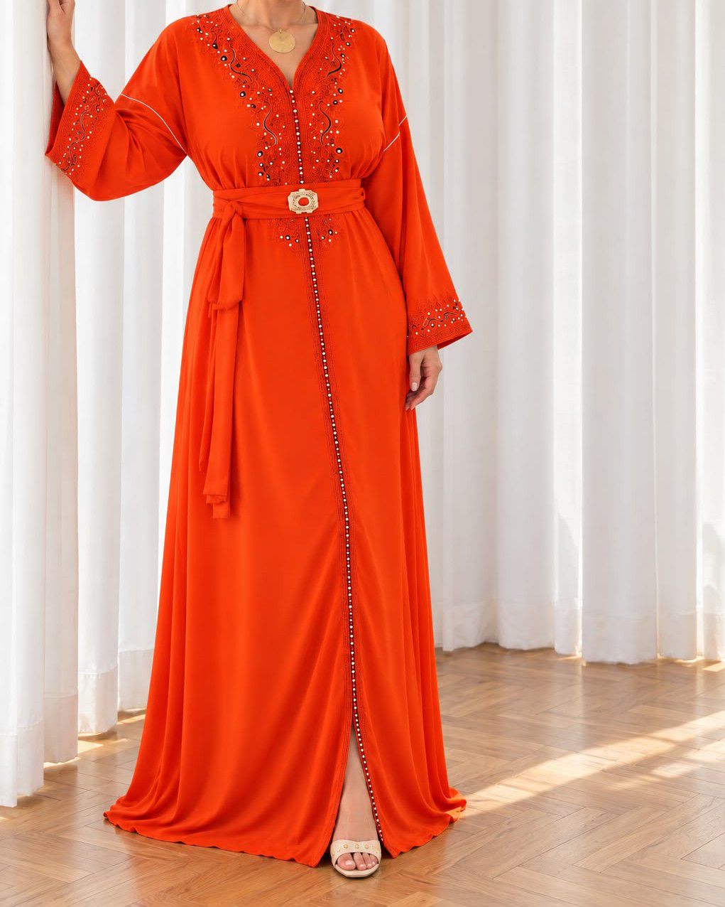 Caftan avec ceinture orange – Caftan & takchita