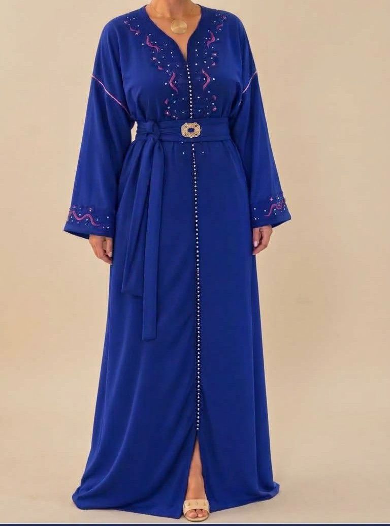 Caftan avec ceinture bleu – Caftan & takchita