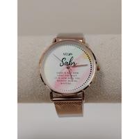 Montre "Sabr is not how long you wait…" – Cadran Aquarelle Pastel | Bracelet Maille Milanaise Or Rose | Moon Paris