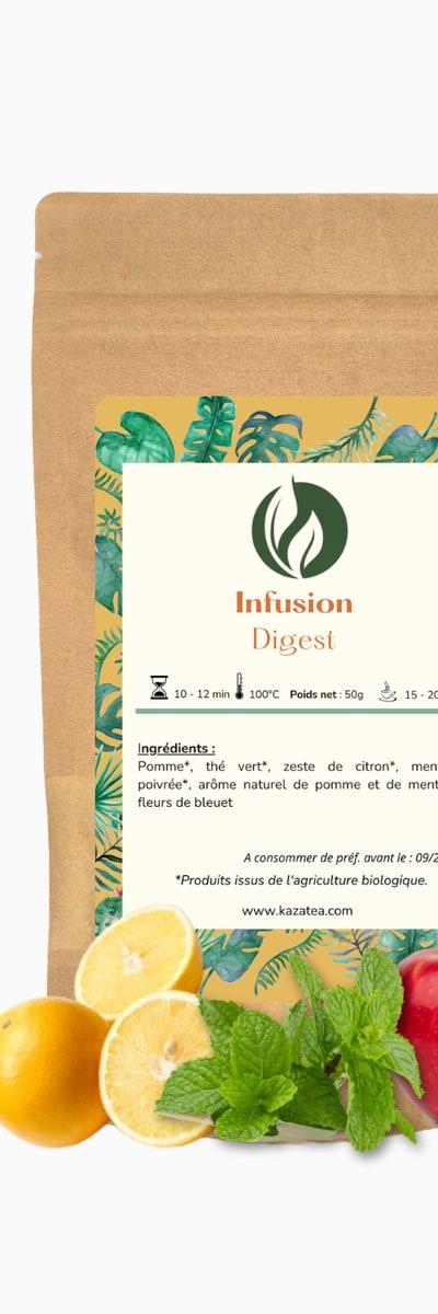 Infusion Digest - Thé vert - Pomme - Menthe poivrée- 50g