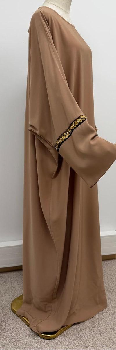 A3abya robe longue taille unique beige 