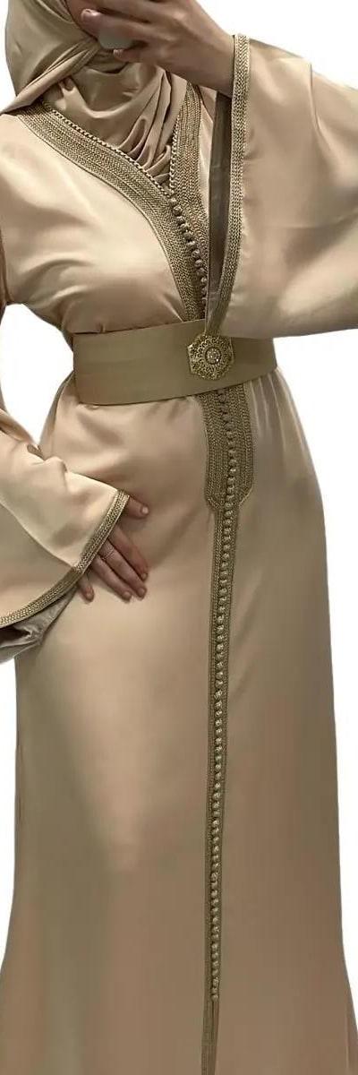Caftan Satiné Beige - Qalam Dress