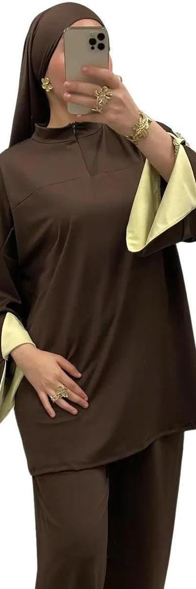 Burkini bi-color col montant zippé – Élégance & confort
