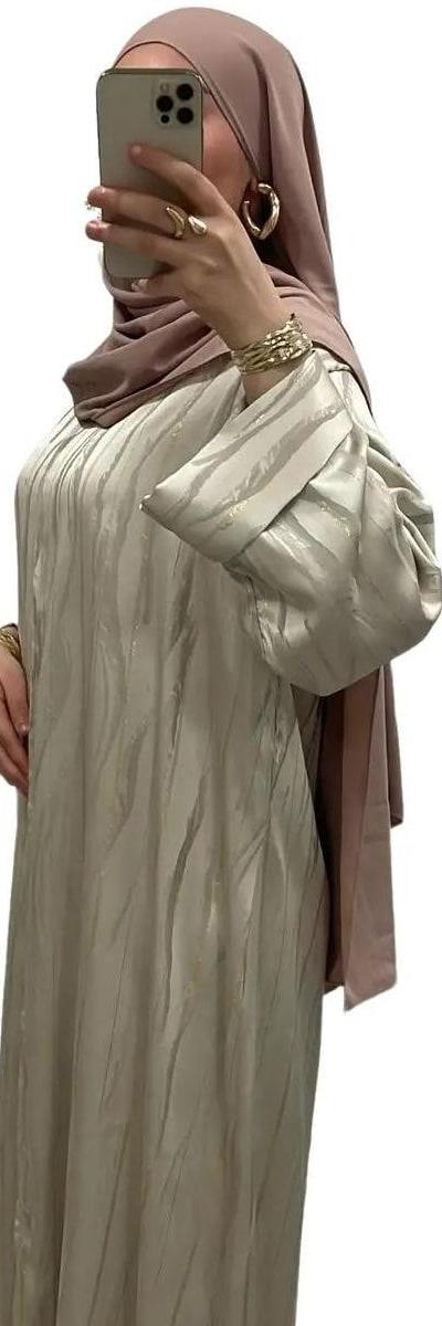 Robe longue à motifs délicats Beige rosé – Style intemporel