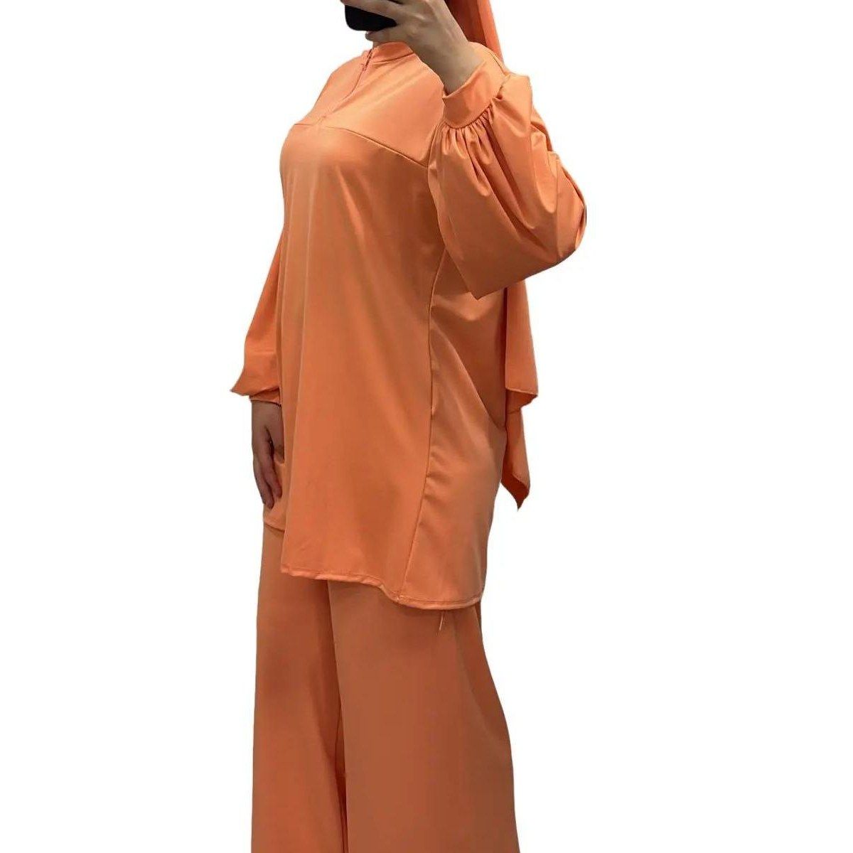 Burkini col montant zippé Orange – Élégance & confort 4